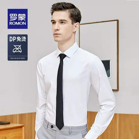 Romon/罗蒙衬衫男长袖DP正装抗皱纯棉夏季薄款职业休闲上班白衬衣商品大图