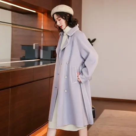 时尚气质长款毛呢大衣2022年冬季新款淑女温柔显瘦中长款外套上衣商品大图