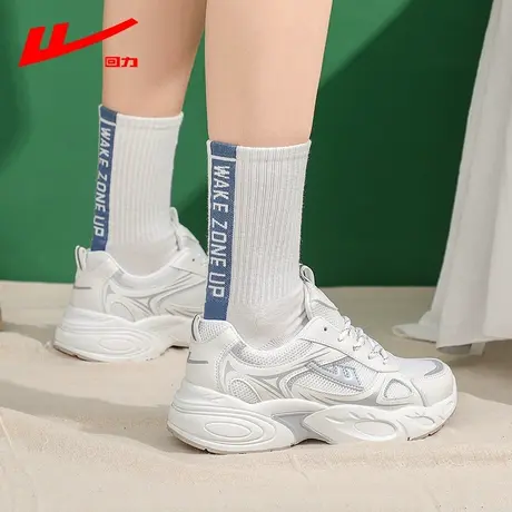 回力厚底老爹鞋女2024新款春季轻便显脚小学生运动增高百搭跑步鞋商品大图
