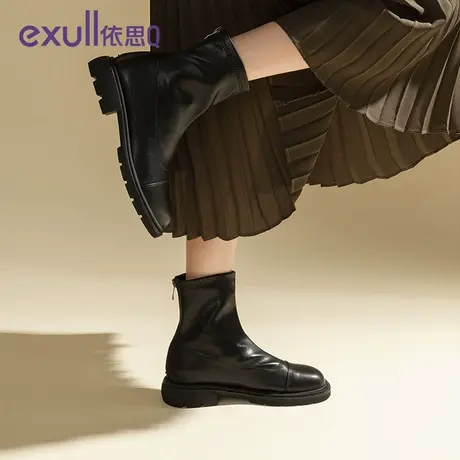 exull/依思Q显瘦韩版短靴女厚底粗跟瘦瘦靴2023秋冬新款时装靴女图片