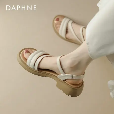 达芙妮真皮凉鞋女夏季外穿女鞋2025新款夏款厚底罗马软底沙滩法式商品大图
