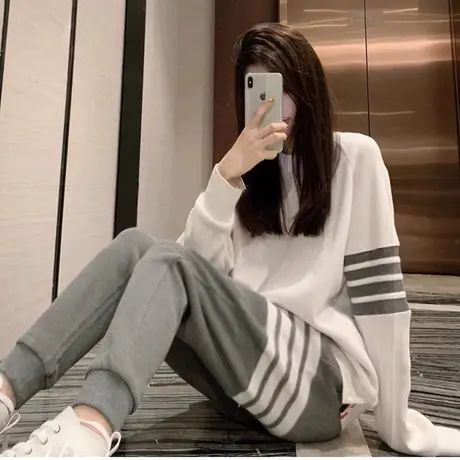睡衣女春秋2023新款长袖长裤韩版卫衣两件套装高中学生休闲家居服图片
