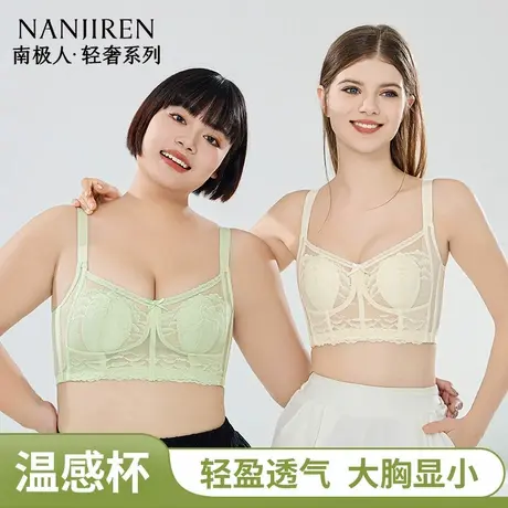 南极人内衣女大胸显小蕾丝防下垂收副乳无痕薄款提拉上托聚拢文胸商品大图