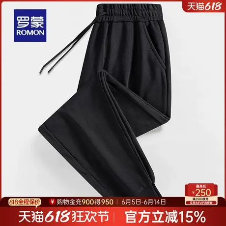 罗蒙男士运动情侣休闲卫裤2025春季新款松紧腰抽绳束脚裤宽松长裤图片