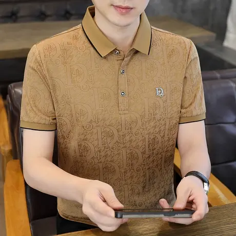 2025新款夏季翻领短袖Polo衫男士高档棉T恤半袖衣休闲潮流上衣服商品大图