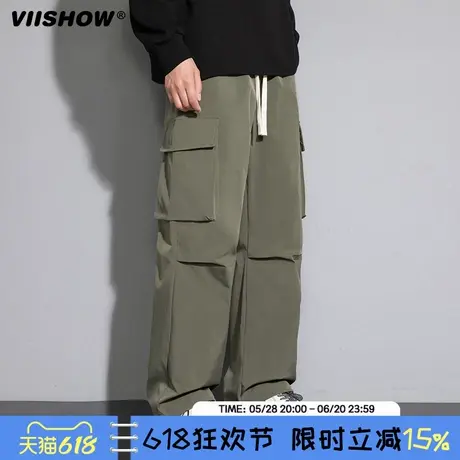 VIISHOW工装裤子男宽松束脚休闲运动卫裤男生春秋款多口袋冲锋裤商品大图