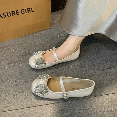 法式水钻玛丽珍鞋女2025年新款夏季百搭平底气质单鞋气质通勤鞋子图片