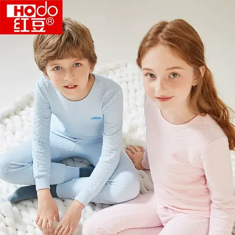 红豆儿童保暖内衣棉质男女童高领中大童夹棉秋衣秋裤保暖套装预图片