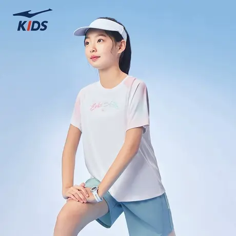 鸿星尔克童装女童短袖T恤夏季儿童运动透气速干衣大童上衣校园服图片
