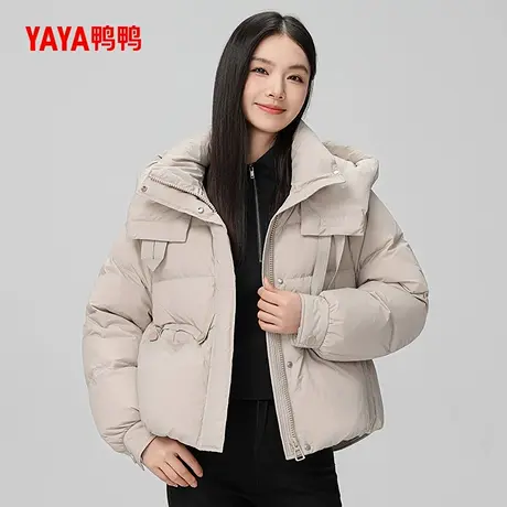 鸭鸭羽绒服女2025秋冬季新品短款高克重时尚连帽加厚鸭绒保暖外套商品大图