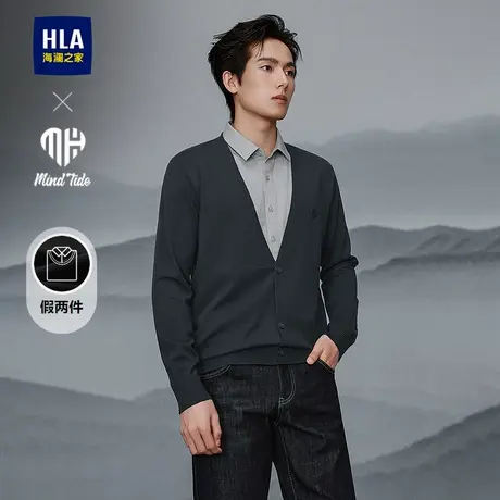 HLA/海澜之家亦心即为系列针织衫25春秋新假两件刺绣保暖毛衣男商品大图