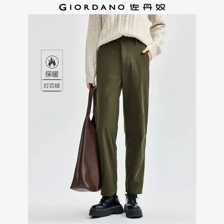 佐丹奴裤子女装灯芯绒两粒扣梭织休闲长裤 05414672图片