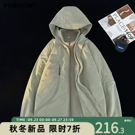 VIISHOW三合一棉服男爬山户外外套潮牌冲锋衣美式夹克面包服男商品大图