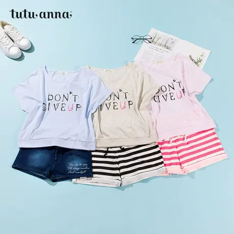 tutuanna家居服女夏季短袖短裤舒适睡衣 可外穿休闲T恤女商品大图
