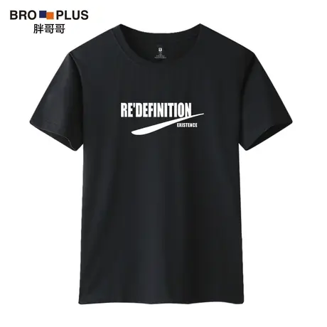 胖哥哥t恤男短袖宽松青少年大码男装印花T恤加肥加大胖子圆领体恤商品大图