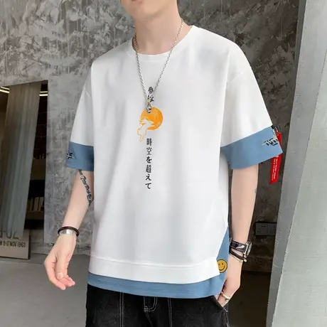 青少年短袖男大童T恤初中高中学生夏装潮牌套装男装半袖丅恤帅气商品大图