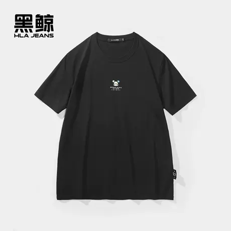 黑鲸HLAJEANS海澜之家旗下潮牌星际熊联名短袖T恤男简约印花短t商品大图