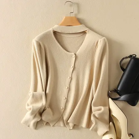 针织开衫女春装2024年新款宽松软糯内搭打底衫毛衣爆款外套上衣商品大图