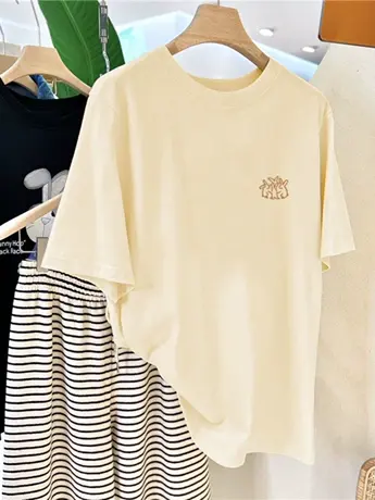 清仓捡漏美式重磅短袖上衣oversize打底TEE潮牌情侣款T恤男女商品大图