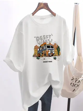 白色短袖t恤女2023夏季新款宽松大码女装仿棉欧货潮洋气时髦上衣商品大图