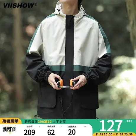 VIISHOW山系冲锋夹克外套男2023新款秋款宽松潮牌工装户外登山夹商品大图