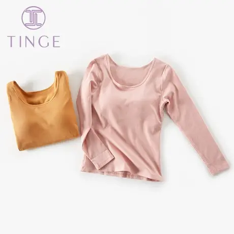 TINGE保暖修身Bra-In磨毛加厚带胸垫无钢圈打底保暖内衣女上秋衣图片