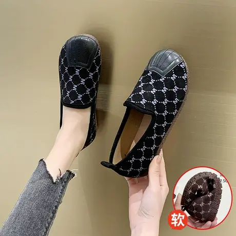 老北京布鞋女时尚休闲单鞋春季新款一脚蹬懒人鞋舒适软底孕妇鞋子商品大图