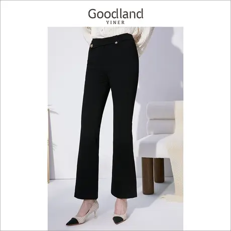 Goodland女装2022冬季高级感高腰保暖白鹅绒羽绒裤商品大图