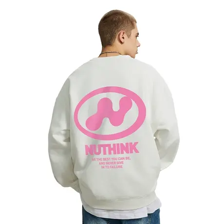 Nuthink美式街头加绒加厚圆领字母卫衣潮牌男潮春季国潮套头上衣商品大图