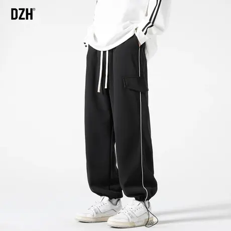 男生黑色工装裤男春季束脚宽松休闲裤子男款美式高街2024新款男裤商品大图