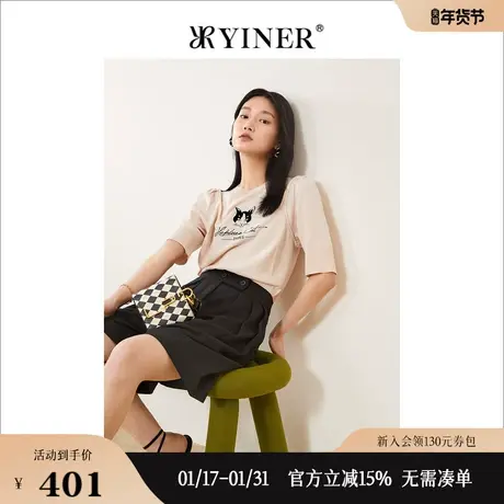 YINER音儿线上专选女装2022夏圆领针织衫商品大图
