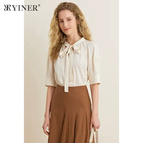 YINER音儿女装夏季时尚通勤五分袖衬衫商品大图