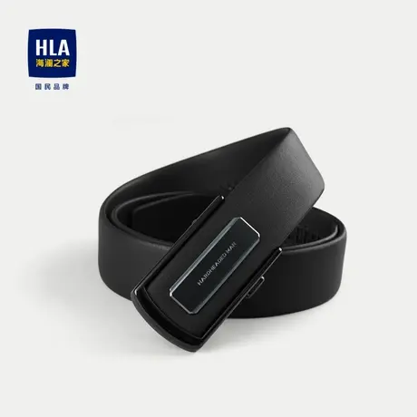 HLA/海澜之家头层牛皮皮带2024新款自动扣字母压花商务绅士腰带男商品大图