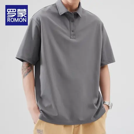 罗蒙polo衫男短袖T恤2023新款潮牌宽松简约男生休闲上衣男士体恤图片
