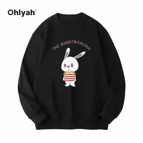 Ohlyah日系慵懒风卡通兔子无帽卫衣女oversize小众外套上衣潮牌商品大图