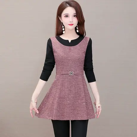 长袖打底衫女2023年春秋冬装新款修身显瘦洋气遮肚子大码藏肉加绒图片