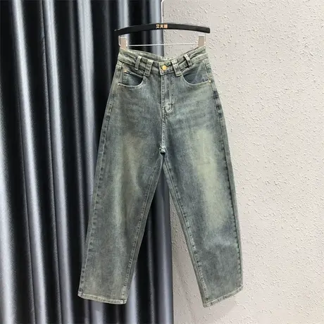 欧货2023秋季新款牛仔哈伦裤女宽松显瘦时尚复古高腰老爹裤垮裤潮商品大图