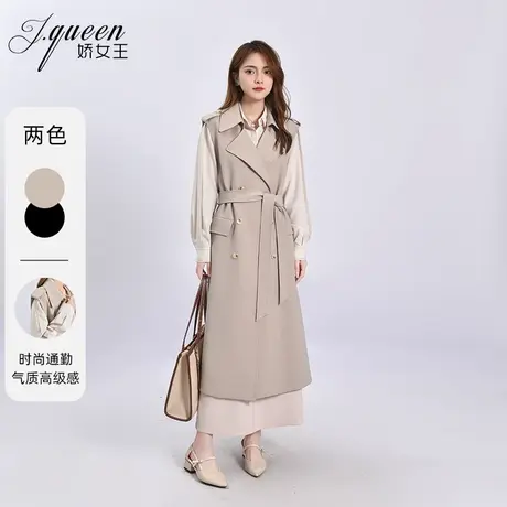 无袖马甲风衣女2023秋季新款时尚高级感叠穿中长款外套马夹大衣图片