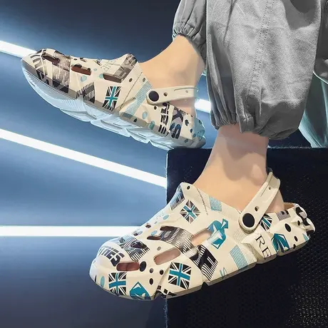 雨鞋男款夏季时尚钓鱼鞋防水防滑耐磨透气胶鞋水鞋男士沙滩洞洞鞋商品大图