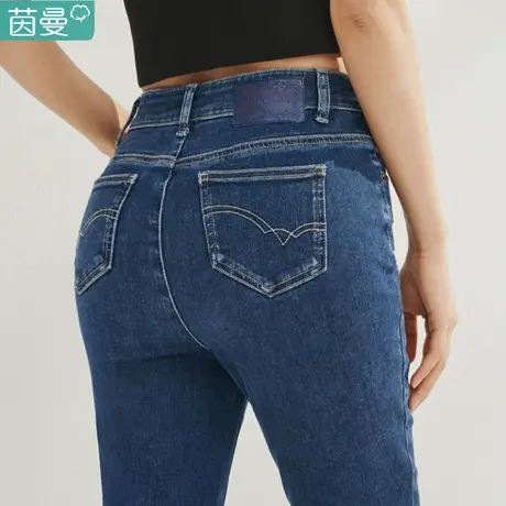茵曼黑科技高弹紧身牛仔裤女2024年春季新款修身显瘦高腰长裤子图片