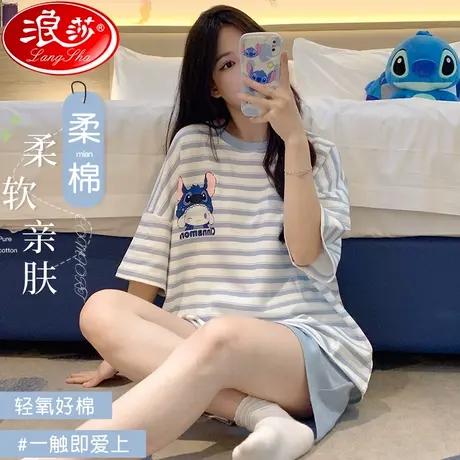 睡衣女夏天短袖短裤薄款春夏季少女士睡裙休闲可外穿家居服套装QS商品大图