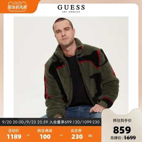 GUESS秋冬季男士休闲拼接加厚宽松时尚夹克外套上衣-M2BL65WF1I2图片
