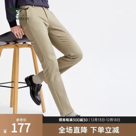 七匹狼2023年男装休闲裤冬加绒保暖商务通勤职业百搭厚男士长裤子商品大图
