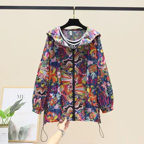 2023夏季新款韩版长袖上衣时尚防晒衣连帽百搭宽松开衫外套女薄款商品大图