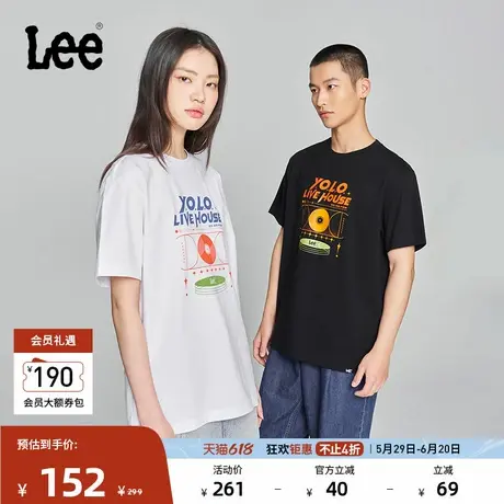 Lee25春夏新品舒适版圆领Logo印花男女同款短袖T恤潮LUT0098434LE图片