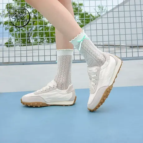 feiyue/飞跃休闲鞋女鞋2024夏季新款缎面透气小白鞋芭蕾德训鞋335图片