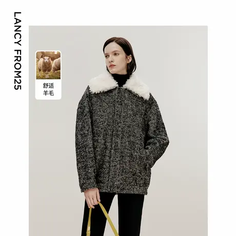 朗姿欧洲EiLEEN ELITEE2024冬新款中长款羊毛夹克大衣毛呢外套女商品大图