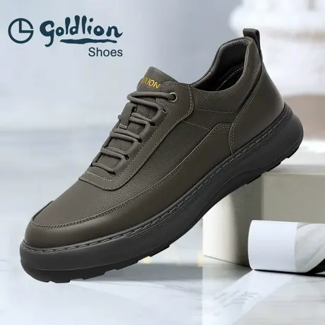 Goldlion/金利来男春夏2025新款户外休闲运动皮鞋男透气耐磨防滑图片