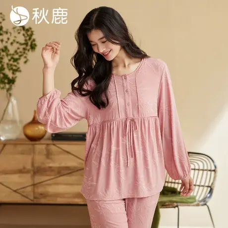秋鹿【超柔软】纯棉睡衣女2025春秋季新款高级感轻奢风甜美家居服商品大图