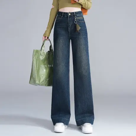 牛仔阔腿裤女2025秋季新款收腰遮胯显瘦长裤时尚垂感百搭休闲裤子商品大图